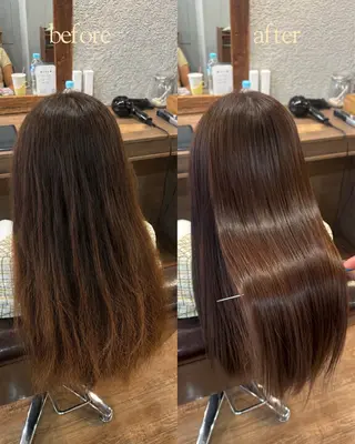 ロング カラー あべゆうか 🪽艶髪ストレートのヘアスタイル