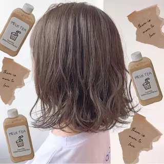 ショート カラー パーマ ヘアアレンジ ネイル マツエク・マツパ 韓国風ベージュ🤎 赤みなし🌿横浜🤎のヘアスタイル