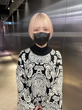 ショート カラー 鈴木/ボブ/ ミルクティー/ピンクのヘアスタイル