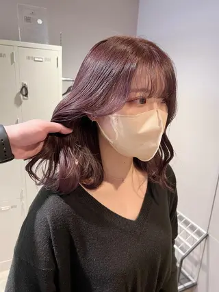 ミディアム カラー パーマ ヘアアレンジ メンズ キッズ ネイル マツエク・マツパ アイブロウ 上品＆韓国風 🥀海心🥀のヘアスタイル