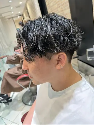 ショート カラー パーマ ヘアアレンジ メンズ 💈メンズ特化 美容師サキ💈のヘアスタイル