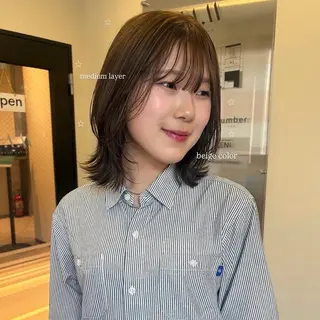 ミディアム カラー yurino🩵💍 レイヤー、ヘアセットのヘアスタイル