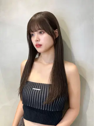 セミロング カラー 縮毛矯正ブリーチなし 🍒❤ゆうきのヘアスタイル