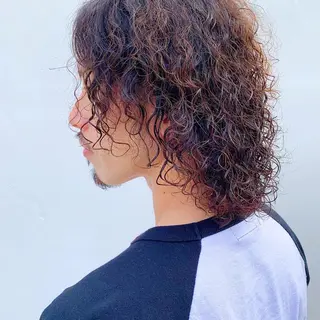 ミディアム パーマ メンズ 中川 竜誠のヘアスタイル