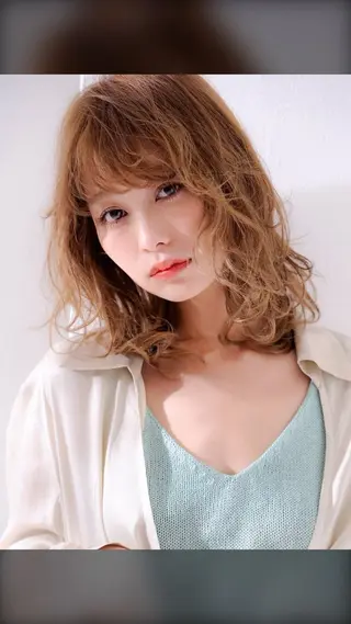 ミディアム カラー パーマ ヘアアレンジ 髪質改善/韓国風 レイヤー/田村祐樹のヘアスタイル