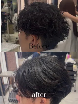 ショート パーマ メンズ 🐉men's 🌈毛流れパーマ綱島のヘアスタイル