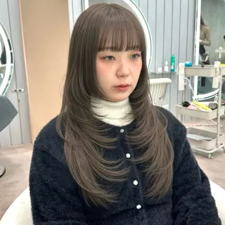 セミロング カラー ヘアアレンジ ブリーチなしW🎀 髪質改善/はのんのヘアスタイル
