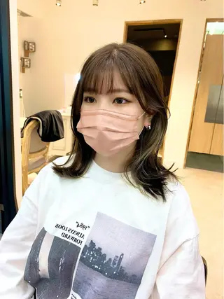 ミディアム カラー パーマ ヘアアレンジ メンズ キッズ ネイル マツエク・マツパ 似合せレイヤー/ 柔らか透明感カラーのヘアスタイル