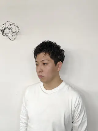 ショート パーマ メンズ 怪我の為1ヶ月程 お休みします🙇のヘアスタイル