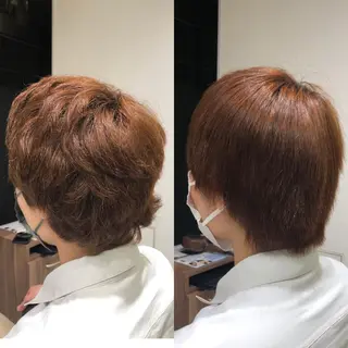 ショート パーマ 縮毛矯正/髪質改善 予約はリクエストからのヘアスタイル