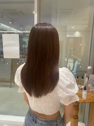 セミロング パーマ 💎ツヤ髪ストレート カラー💎かのんのヘアスタイル