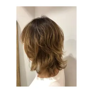 カラー ミディアム パーマ CEINE PATHのヘアスタイル