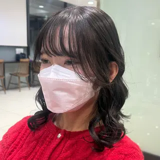 ミディアム パーマ 韓国風パーマ🌿コテ 巻き風パーマ/るいのヘアスタイル