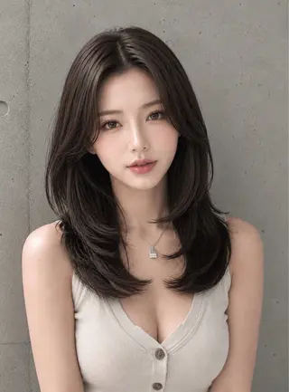 セミロング カラー ヘアアレンジ 🌫️大人韓国ヘア 🌫️naoyaのヘアスタイル