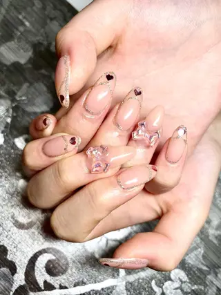 ネイル I-nailロング /ワンホン/キラキラのネイルデザイン