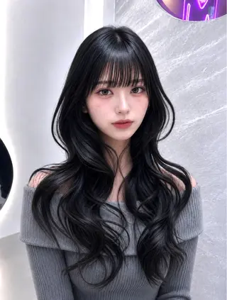 セミロング カラー ヘアアレンジ 🖤kana韓国ヘア 艶髪カラー特化🖤のヘアスタイル