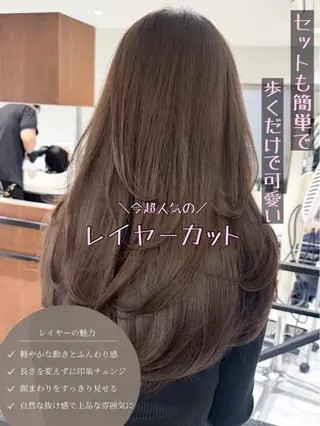 ロング カラー ハイライト/レイヤー 河原町/Manatoのヘアスタイル