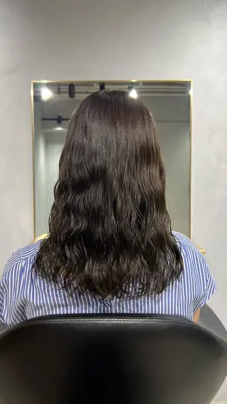 セミロング カラー パーマ akane/オリーブ /ボブパーマのヘアスタイル