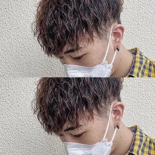 ショート パーマ メンズ 原田 涼矢のヘアスタイル