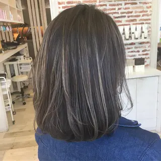 セミロング カラー 東恩納 誠のヘアスタイル