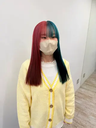 ロング カラー カットパーマ3000 円/水曜日モデルのヘアスタイル