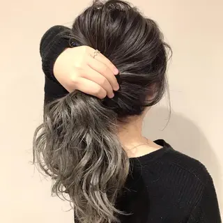 ミディアム カラー 髪質改善カラー韓国風 レイヤーtudaのヘアスタイル