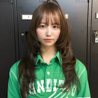 ロング カラー 新宿/レイヤーカット 髪質改善/小顔見せのヘアスタイル
