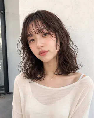 ミディアム カラー パーマ ボブパーマ/縮毛矯正 /かわいい/せき🫧のヘアスタイル