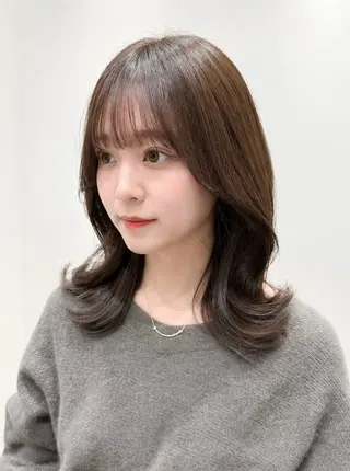 セミロング 顔周り/くびれヘア 韓国ヘア💕風間るなのヘアスタイル
