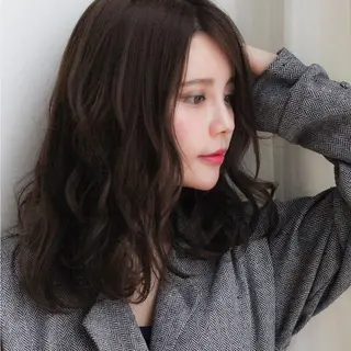 ミディアム カラー パーマ ヘアアレンジ 髪質改善/韓国風 レイヤー/田村祐樹のヘアスタイル