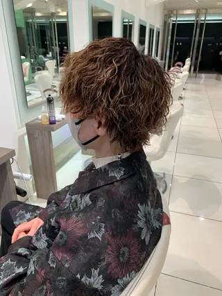 ミディアム カラー パーマ ヘアアレンジ メンズ 小野寺 隼のヘアスタイル
