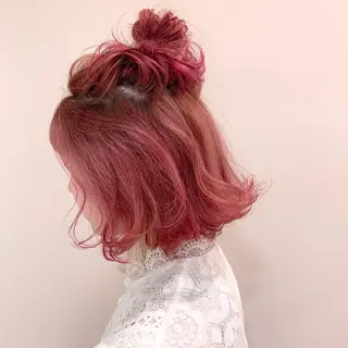 ミディアム カラー ヘアアレンジ 暖色/ブリーチカラー 🎀 M i k uのヘアスタイル
