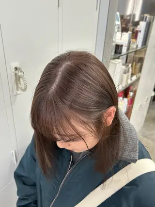 ミディアム ハルカ 美髪縮毛矯正 レイヤーモデル募集のヘアスタイル