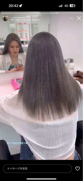 ミディアム カラー パーマ ヘアアレンジ 🤍透明感カラー🤍 似合わせ🤍AINEのヘアスタイル