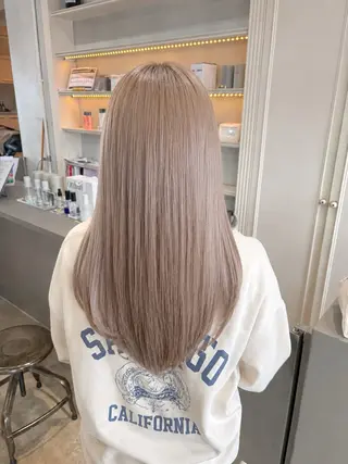 ロング カラー 髪質改善×ハイトーン レイヤー天神美容室のヘアスタイル