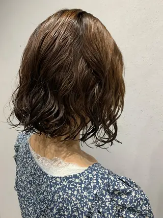 ミディアム パーマ ボブパーマコテ巻き風 パーマNo1深江秀平のヘアスタイル