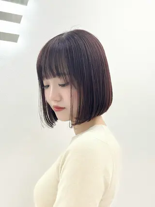 ミディアム カラー ヘアアレンジ 縮毛矯正🤍 盛れるボブ/ひかりのヘアスタイル