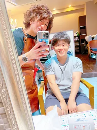 ショート カラー パーマ メンズ Refuge by produceのヘアスタイル