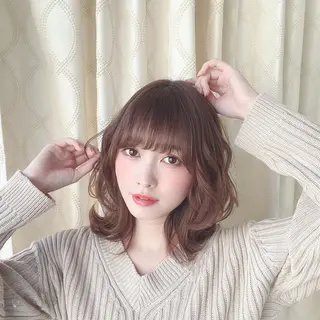 ミディアム カラー ヘアアレンジ 美髪矯正 韓国レイヤーのヘアスタイル