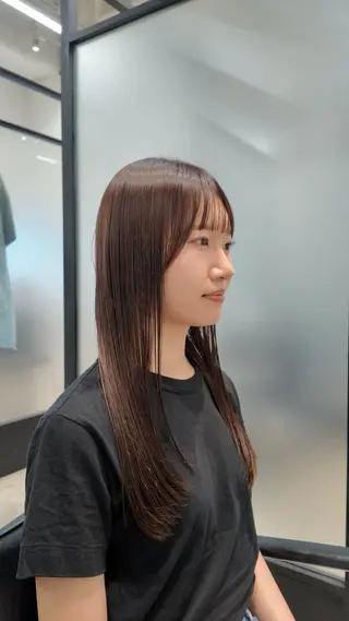 セミロング カラー 白髪ぼかしハイライト 脱白髪染めのヘアスタイル