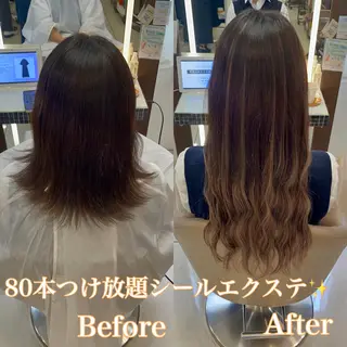 セミロング 羽エクステ/シール エクステ/横浜駅5分のヘアスタイル