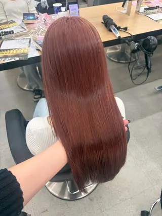 ロング カラー 💗愛され暖色💗 ピンク/レッド💗のヘアスタイル