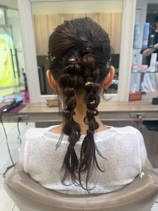 セミロング ヘアアレンジ 韓国ヘアメイク🎀/ 縮毛矯正✨山本媛香のヘアスタイル
