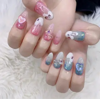 ネイル 渋谷／チップ長さ出し 👑アプレgel-xのネイルデザイン