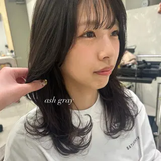 カラー 切りっぱなしボブ/ 透明感カラー/うらんのヘアスタイル