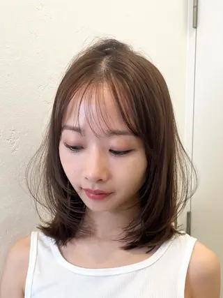 ミディアム カラー 山崎/ボブ縮毛矯正 レイヤー髪質改善のヘアスタイル