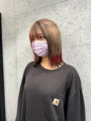 ミディアム カラー ボブ/レイヤーカット 縮毛矯正/コウキ新宿のヘアスタイル
