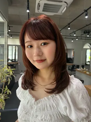 セミロング 🌿ボブ/美髪矯正/ 艶カラー/Rukiのヘアスタイル