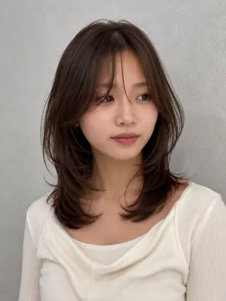 セミロング カラー パーマ ヘアアレンジ 平川 友理/韓国ヘア💘のヘアスタイル