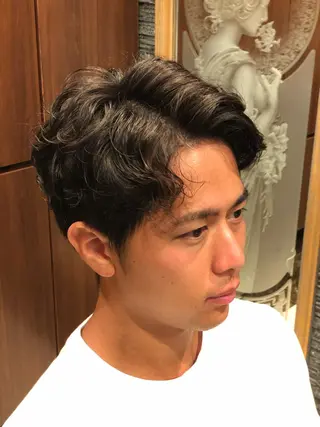 ショート パーマ メンズ 代表 武田晃英のヘアスタイル